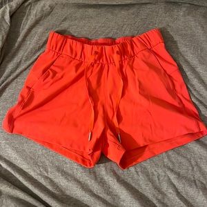Red lululemon shorts. Light and comfortable.